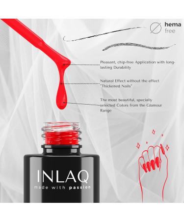 INLAQ HEMA Free UV Nail Polish Red Devil 6 ml - gel nail polish free of HEMA - gel polish UV varnish in different UV LED gel colours 24 - Red Devil - Buy Online on GoSupps.com
