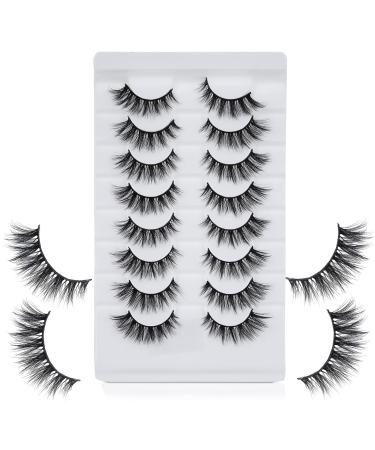Molain 8 pairs of false eyelashes reusable 8D nuns natural long false eyelashes fluffy soft artificial eyelashes multipack (10-18mm eyelashes)