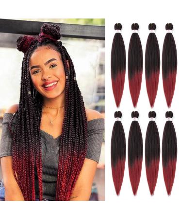 Beyond Beauty 26Inch 8Pack/Lot Pre Stretched Braiding Hair Extensions EZ Briads Hot Water Setting Yaki Braiding Hair(T1B-Bug) 8Packs-26Inch T1B-Bug
