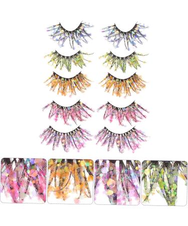 Beavorty 5 Pairs colored false eyelashes makeup glitter eyelashes with color on the end long eyelashes for halloween false lash extensions makeup eyelashes chemical fiber fluffy 3d - Buy Online on GoSupps.com