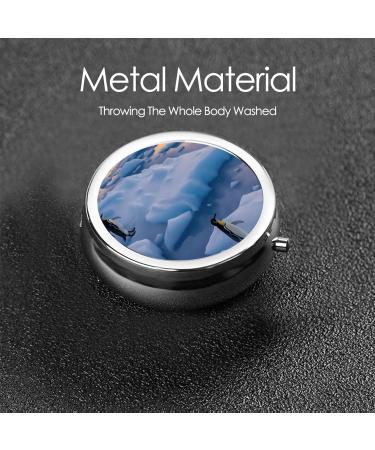 Penguins Sunset Printed Mini Round Pill Box | 3 Compartment Pill Organizer for Travel Home & Office - Buy Online on GoSupps.com