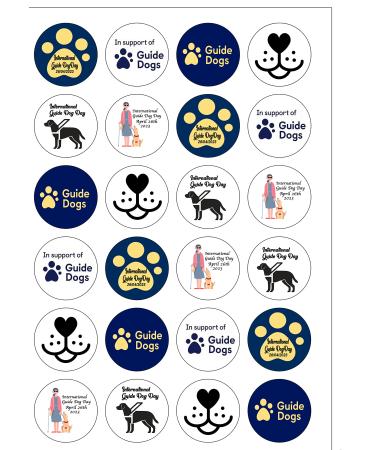 24 Pre-Cut International Guide Dog Day Themed Edible Wafer Paper Cake Toppers Decorations