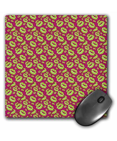 3dRose Two Kisses Collided Lip Smacking Lime Colored Lips Pattern - Mouse Pads (mp_357225_1)