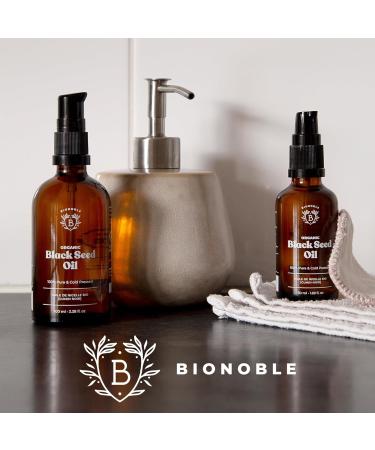 Bionoble Organic Black Cumin Oil 100ml - Cold-Pressed Vegan Black Seed Oil for Face Body & Hair - Egyptian Unfiltered Oil with Pipette & Pump - Buy Online on GoSupps.com