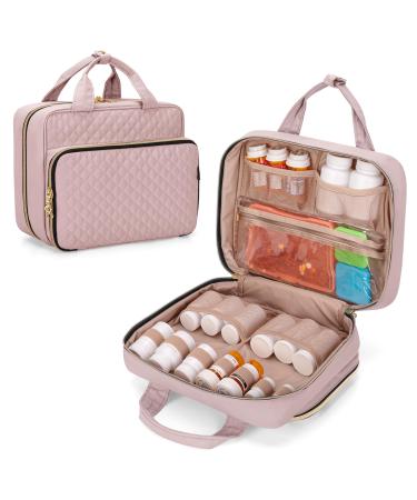 Damero Pill Bottle Organizer Bag Travel Medicine Bag Organizer Medicine Organizer and Storage for Pills Vitamin Fish Oil Medical Supplements for Women and Men Misty Rose