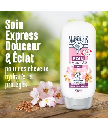 Le Petit Marseillais | Soin Express 1 Min Douceur & clat Almond & Organic Flax (200 ml bottle) Conditioner for long and delicate hair 95% ingredients of natural origin - Buy Online on GoSupps.com