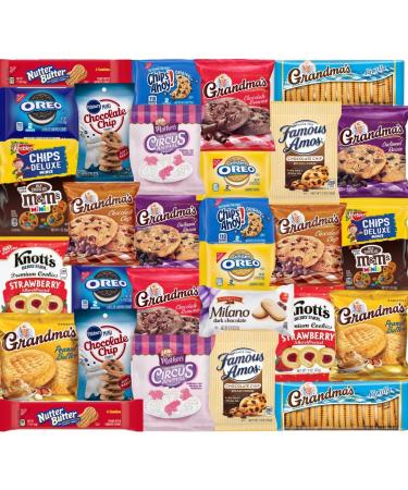 Cookie Snack Variety Pack - Assortment Of Individually Wrapped Cookies Bulk Snack Box - 30 Pack
