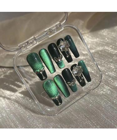 Temperament-enhancing manicure green cat's eye hand-wearing nail patch colorful green explosion(S) - Buy Online on GoSupps.com