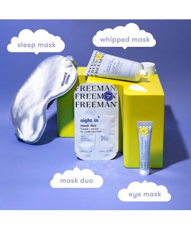 FREEMAN Sleepy Time Facial Mask Kit - 4 Piece Set with Eye Mask & Overnight Moisturizer for Tired Eyes & Skin | Includes Satin Sleep Mask | Ideal for Sleep Routine and Skin Care - Buy Online on GoSupps.com