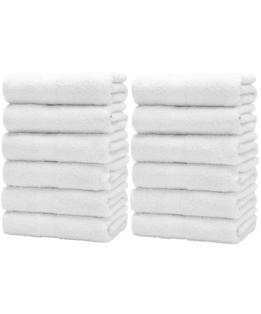 White Washcloths Face Towels for Bath 100% Cotton 13 x 13 (12 Pack)