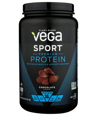 Vega Sport Premium Protein Powder Chocolate Vegan 30g Plant Based Protein 5g BCAAs Low Carb No Sugar Keto Dairy Free Gluten Free & Non-GMO Pea Protein for Women and Men 29.5 Oz