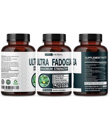 Ultra Fadogia Agrestis 10:1 Extract with Tongkat Ali Capsules - Maximum Strength Energy and Muscle Booster - 9570mg Equivalent - with Ginseng, Maca Root, Tribulus - 90 Count - Buy Online on GoSupps.com