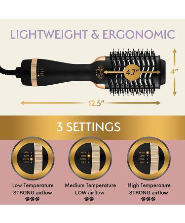 Black Gold Professional Blowout Hair Dryer Brush - Hot Air Volumizer for Women | 75MM Oval Shape - Buy Online on GoSupps.com