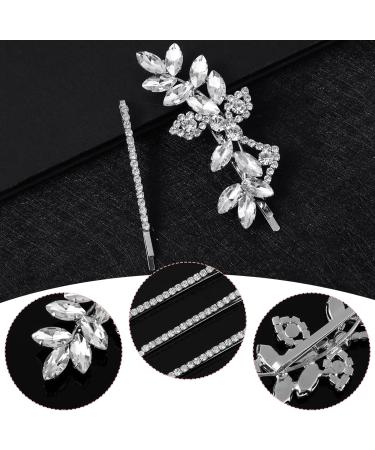 10Pcs Rhinestone Weeding Hair Clips Bridal Hairpin Silver Elegant Hair Barrettes Crystal Bobby Pins Leaf Flower Rhinestone Formal Hair Accessories for Women Girls - Buy Online on GoSupps.com