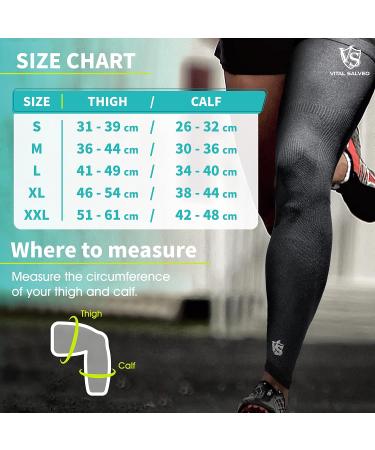 Vital Salveo Germanium Recovery Compression Full Leg Knee Sleeve - Medium Black - 1 PC | Joint & Arthritis Support for Basketball & Football - Buy Online on GoSupps.com