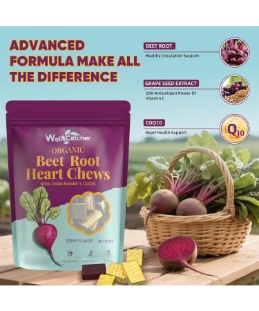 Organic Beet Root Chews Supplements: Beet Soft Chews for Women Men Support Blood & Heart Health Nitric Oxide Boost with Grape Seed Extract CoQ10, Beet Root Gummies Vegan Non-GMO Berry Flavor 60CT - Buy Online on GoSupps.com