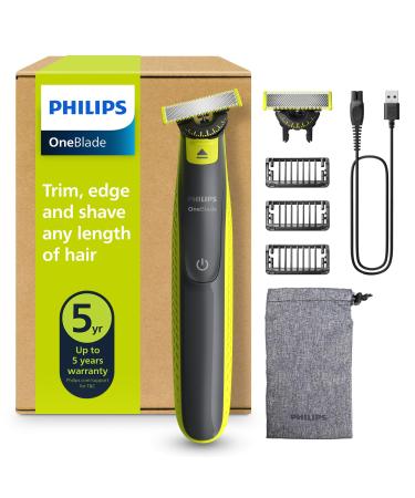 Philips OneBlade 360 Authentique Tondeuse et rasoir barbe lectrique 2x 360 lames 3x peignes barbe (1 3 5mm) QP2724/31 OB + 2x lames 360