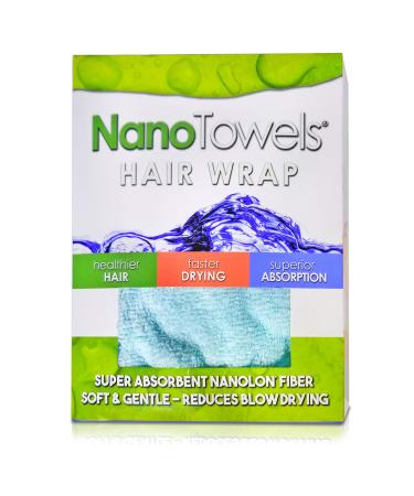 Nano Towels Hair Drying Wrap | For Drying Fine  Delicate  Thinning  Curly and Frizzy Hair | Twisty Towel Replaces Hair Dryers  Cotton & Microfiber Cloth Towels | Seashore Teal  One Size Fits All