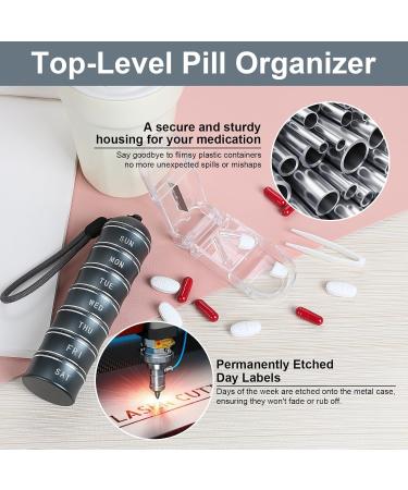 Buy Metal 7-Day Pill Organizer - Stackable Waterproof Aluminum Box for Pills Vitamins & Supplements - Buy Online on GoSupps.com
