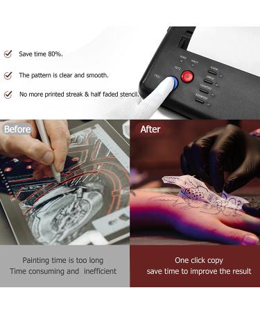 CORIEOSD Tattoo Transfer Stencil Machine - 20 Free Thermal Tattoo Kit, Black Tattoo Stencil Printer 11 x 6.5 x 2.8 Inches - Buy Online on GoSupps.com