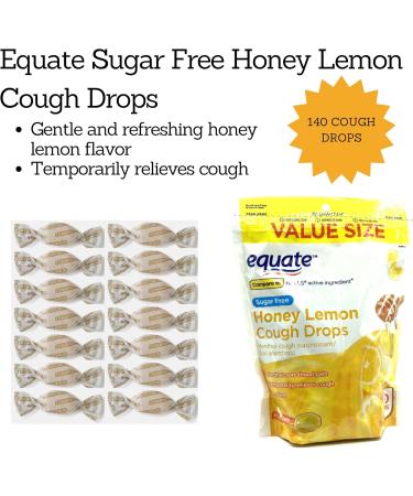 Cough Drops Sugar Free Honey Lemon Equate 140 Count (Pack of 01) Dietary Supplement + me Gusta Sticker - Buy Online on GoSupps.com