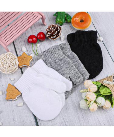 URATOT 6 Toddler Knitted Mittens Set - Winter Warm Magic Stretch Gloves for Kids 5-8 Years - Black/Light Grey/White - Buy Online on GoSupps.com