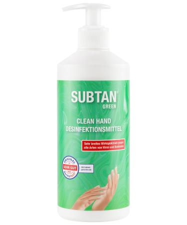 Subtan green clean hand without alcohol - disinfectant for hands and skin - the natural hocl disinfection in a practical 500ml donor - dermatologically tested with very well tested - made in Germany