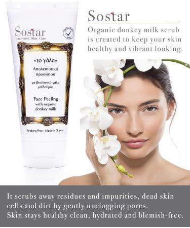 Sostar Face Scrub & Moisturizing Peeling With Organic Donkey Milk Face Cleanser Made With Natural & Organic Ingredients - Perfect As A Daily Exfoliating Face Wash - Buy Online on GoSupps.com
