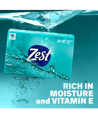 Zest Invigorating Aqua Bar Soap - 16 Bars, Vitamin E Enriched - Hydrating and Refreshing Cleanse - 16 Count Pack - Buy Online on GoSupps.com