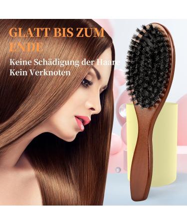 Wild Boar Brass Hair Brush | Aisely Antistatic Wooden Leather Bun Brush for Frizz-Free Styling - Buy Online on GoSupps.com