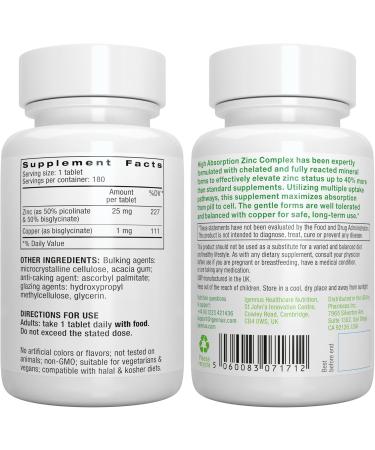 Daily Vitamin D3 + Zinc Complex Vegetarian Bundle 365 2000iu Vitamin D3 Tablets + 25mg Chelated Zinc Picolinate & Bisglycinate with Copper by Igennus - Buy Online on GoSupps.com