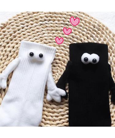 Magnetic Hand Holding Socks - 2 Pairs White Couple Holding Hands Socks - Buy Online on GoSupps.com