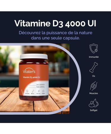  Vitaler's Vitaler's Vitamin D3 4000 IU - 240 capsules 8-month supply preservative-free pure composition - Buy Online on GoSupps.com