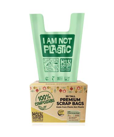 Holy Scrap! Compostable Trash Bags 13 Gallon Large Kitchen - 50 Pack Garbage Bags for Kitchen, Bathroom, Yard Waste - Eco Friendly Compostable Trash Bags for Food Waste - Compost Bags 50 Count (Pack of 1)