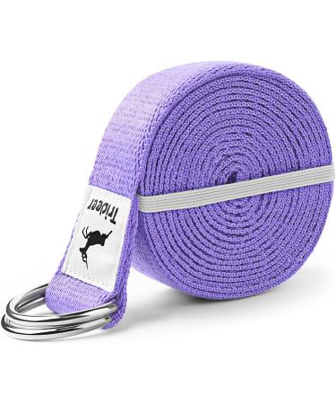 Trideer Yoga Strap Yoga Bands Yoga Strap for Stretching Yoga Belt Pilates Straps with Extra Safe Adjustable D-Ring Buckle, Non-Elastis Yoga Accessories for Pilates, Gym Workouts, Physical Therapy, Improves Sitting Posture for Women & Men 8ft Purple