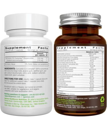 Multivitamin & Minerals for Men + High Absorption Curcumin C3 Complex Vegan Bundle Sustained Release Advanced Multivitamin + 300% Greater Absorption Curcuminoids with Rapid Uptake by Igennus - Buy Online on GoSupps.com