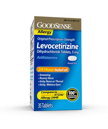 GoodSense Levocetirizine Dihydrochloride Tablets 5 mg Antihistamine All Day Allergy Relief 35 Count