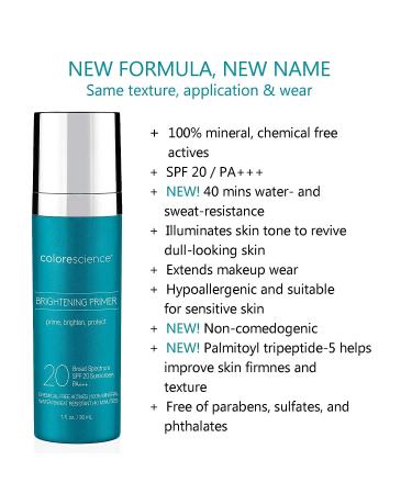 Colorescience Brightening Primer SPF 20 1 Fl Oz - Mineral Sunscreen Water Resistant - Unscented - Buy Online on GoSupps.com
