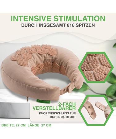 Backlaxx Acupressure Neck Pillow - Flip Function Buckwheat Filling Nude & Pastel Ros - Relieve Headaches & Neck Tension - Ideal for Home Car & Travel - Buy Online on GoSupps.com