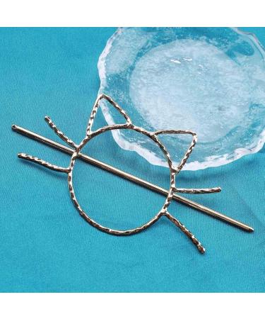 Yheakne Metal Hair Slide Clip Barrette Cat Shape Hair Stick Pin Vintage Hair Fork Pin Bun Holder Alloy Hair Clip Decorative Hair Accessories for Women and Girls (Gold) - Buy Online on GoSupps.com