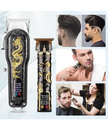 Professional Cordless Hair Clippers for Men | T-Blade Trimmer Set with LED Display - Black & Gold - Buy Online on GoSupps.com