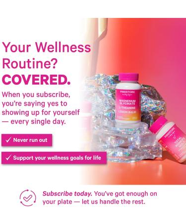 Pink Stork Magnesium Glycinate L-Theanine Lemon Balm - Melatonin-Free Magnesium for Sleep Support - Natural Calm and Relaxation - 90 Capsules - Buy Online on GoSupps.com