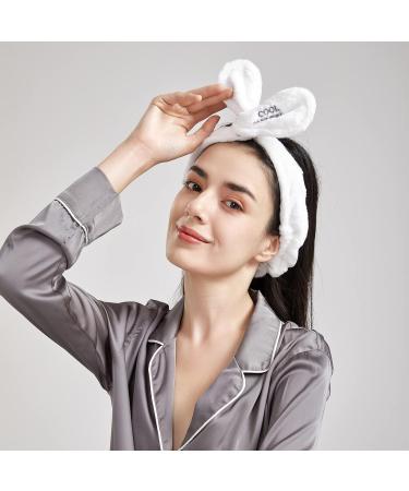 Shop Dofash 2pcs Cute Rabbit Ear Shower & Makeup Headbands for Women - Spa Hair Bands in White & Gray - Buy Online on GoSupps.com