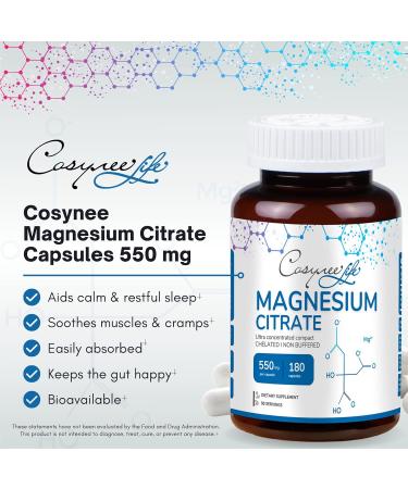 Magnesium Citrate Capsules - 180 Vegan Gluten Free Non-GMO Capsules - Buy Online on GoSupps.com