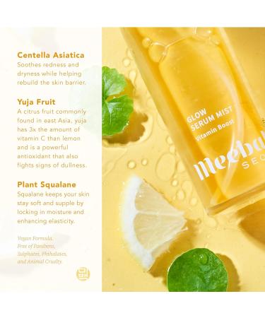 Meebak Glow Serum Mist | Hydrating Facial Spray with Squalane Yuja & Cica | Korean Skincare for Radiant Skin | 3.38 fl oz - Buy Online on GoSupps.com