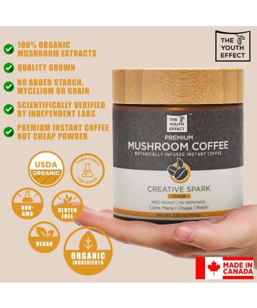 Mushroom Coffee Think w/ Lion's Mane Chaga and Reishi - Think Stress Relief Immunity Productivty & Creativity Herbal Coffee Substitute Keto Friendly Sugar Free Arabica Coffee Healthy Coffee (10:1 super potency Adaptogenic Coffee Organic Mushrooms 100g 50  - Buy Online on GoSupps.com