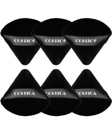 COSTICA 6 Pieces Powder Puffs for Face Powder Triangle Powder Puff for Loose & Cosmetic Foundation Makeup Puff for Contouring Body Powder Makeup Tools(Black Pack of 6) 6pcs Black