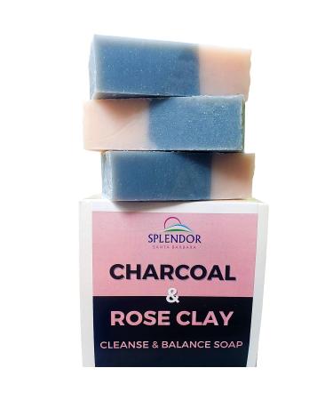 Splendor Activated Charcoal & Rose Clay Spa Soap - Vegan Moisturizing Coconut Oil Bar (10.5 oz) | Natural Face & Body Care - Buy Online on GoSupps.com