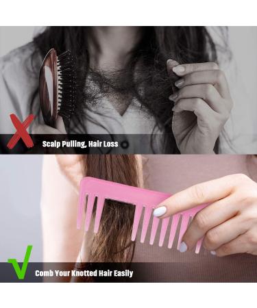 Large Wide Tooth Detangling Comb for Curly Hair - No Handle Wet Dry Detangler Comb - Cyan Pink - Buy Online on GoSupps.com