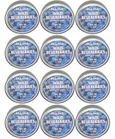 Authentic Wild Maine Blueberries Packed in Water. 3.5-ounce can - Great for Baking in Muffins and Pancakes (12 Pack) 3.5 Ounce (Pack of 12)